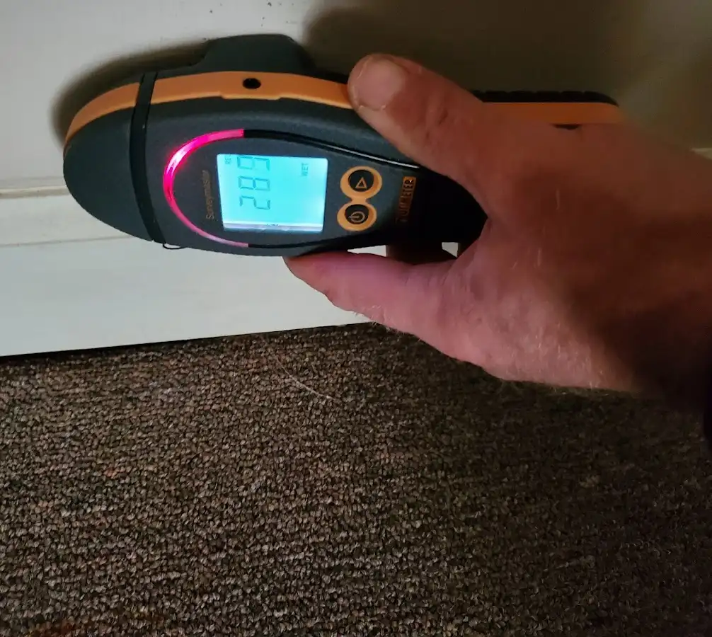Moisture detection at baseboard during Storm Damage Restoration in Anacortes